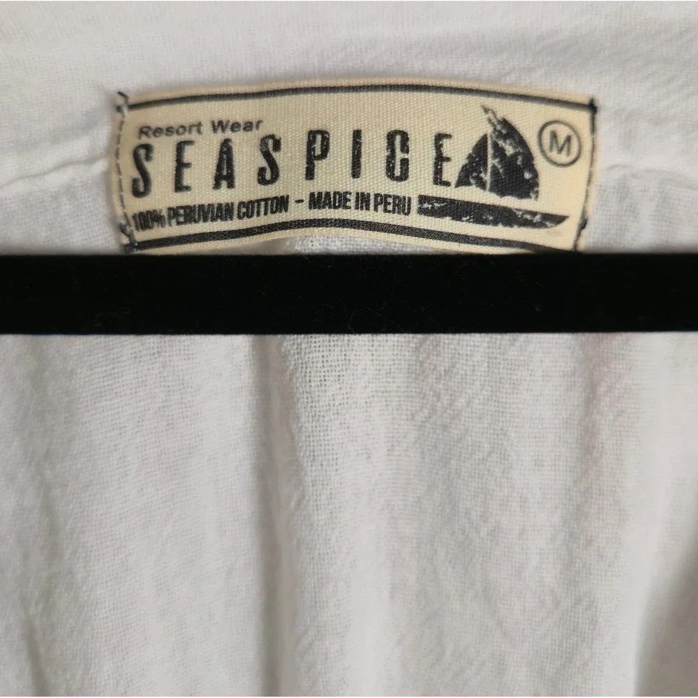 Seaspicea Resort Wear White Cotton Butterfly Crochet Trim Cover‎ Up Dress Medium